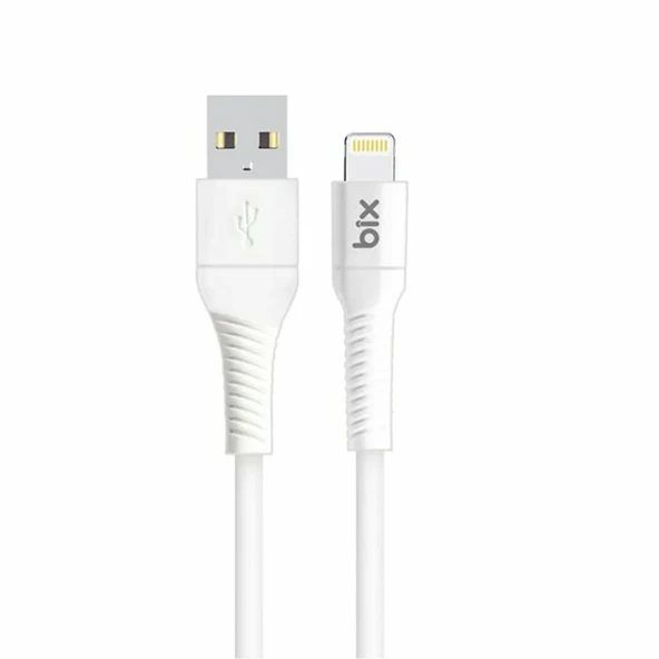 Bix BX102L 18W USB-A to Lightning Hızlı Şarj ve Data Kablosu Beyaz 1 Metre ürün görseli 1