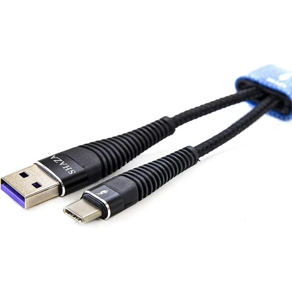 SHAZA Usb-A To Type-C PD 5A 100W Örgülü Hızlı Şarj ve Data Kablosu ürün görseli 1