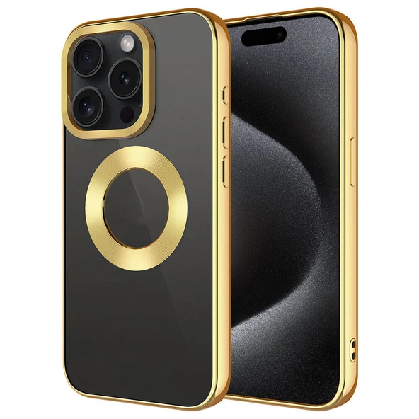 iPhone 15 Pro Max Kılıf Köşeleri Renkli Şeffaf Kamera Korumalı Silikon Luxury Kapak ürün görseli 1