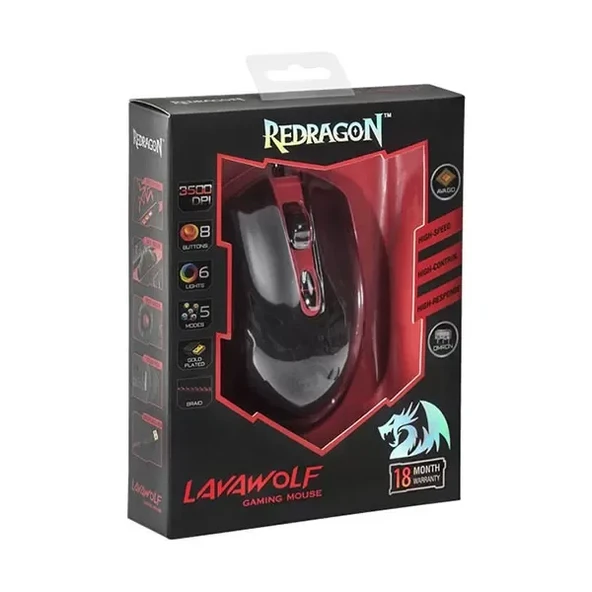 Redragon Wired Gaming Mouse Lavawolf  70236 - Resim 5