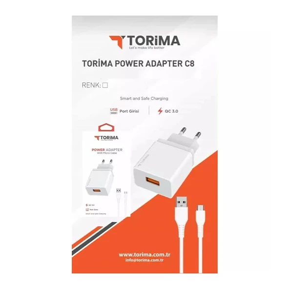 Torima 15W 3.0A Micro Ev Tipi Şarj Aleti C8 ürün görseli 1