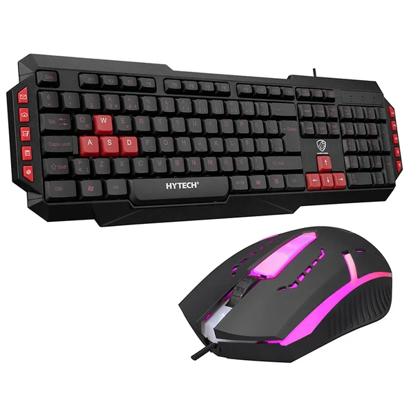 Hytech HYK-46 COMBO  Siyah USB Kırmızı Tuşlu Q Gaming Oyuncu Klavye +mouse set ürün görseli 1
