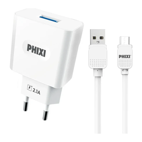 Phixi 2.1A Mikro USB Hızlı Şarj ve 3A Kablo ürün görseli 1