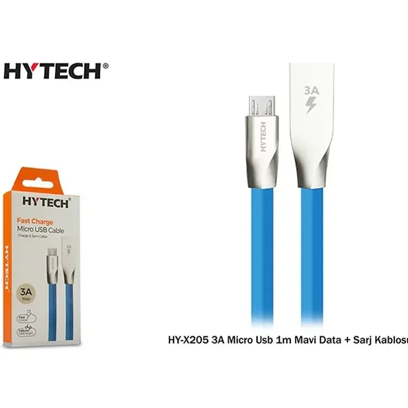 Hytech Hyx205 3A Micro Usb 1M Data + Sarj Kablosu,Mavi ürün görseli 1