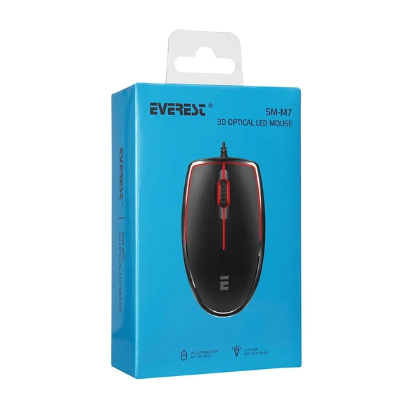 Everest SM-M7 Usb Siyah 3D Optik Led Mouse - Resim 7