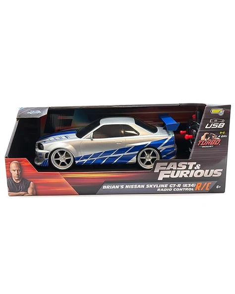 Jada Uzaktan Kumandalı Şarjlı 1:16 Fast Furious Brian s Nissan Skyline GTR R34 ürün görseli 1