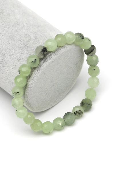 Prehnite Doğal Taş Bileklik 8 mm Fasetli Küre Kesim - BLK-2203 ürün görseli 1