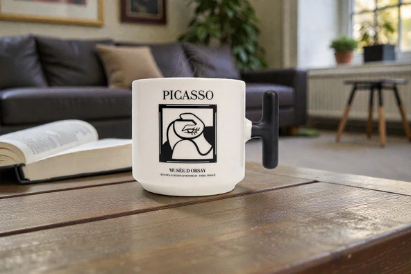 PRYDESIGN Picasso Line Art T Kulp Seramik Kupa - Resim 4