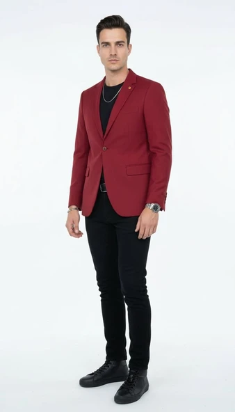 Erkek Mono Yaka Tek Düğmeli Çift Yırtmaçlı Blazer Ceket – Premium Dokuma Kumaş, 8 Renk ürün görseli 1