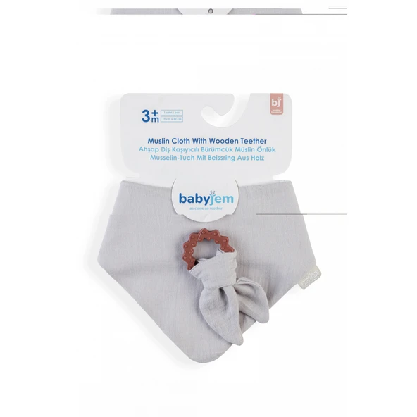 Babyjem Silikon Diş Kaşıyıcılı Müslin Önlük 736 Gri ürün görseli 1