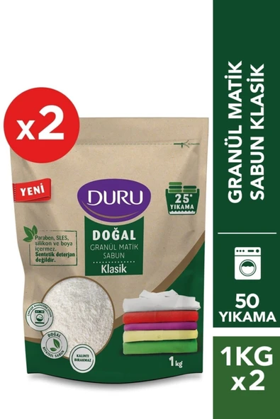 Duru Granül Matik Sabun Klasik 25 Yıkama 2 x 1 KG ürün görseli 1