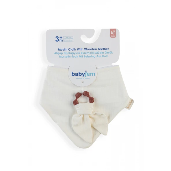 Babyjem Silikon Diş Kaşıyıcılı Müslin Önlük 736 Ekru ürün görseli 1