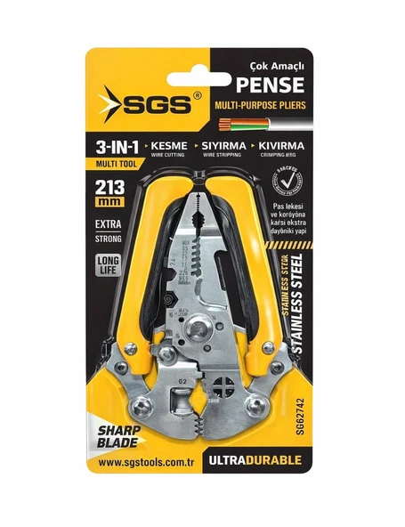 Sgs 2074 Çok Amaçlı Elektrikçi Pensesi 3-IN1 123mm ürün görseli 1