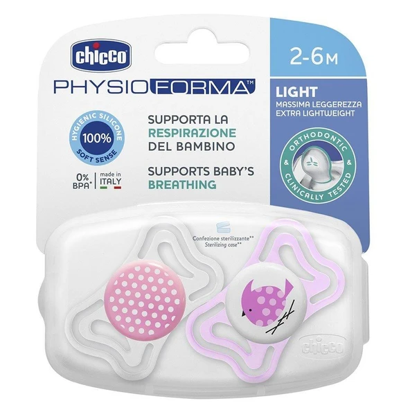 Chicco Emzik Physio Light Emzik 2-6 Ay 2 li Pembe ürün görseli 1