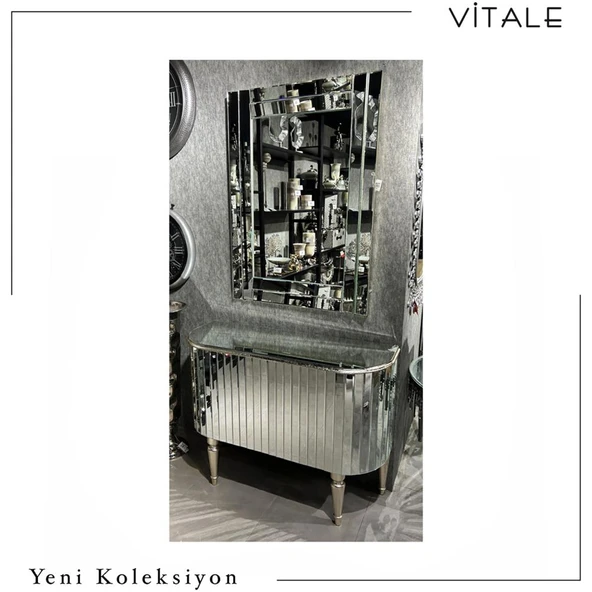 Vitale Gümüş Aynalı Dresuar 115*40 cm ürün görseli 1