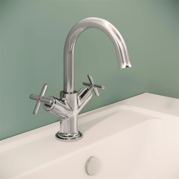 VitrA Origin Classic Lavabo Bataryası Krom A42884 - Resim 4