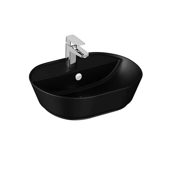 VitrA Geo Çanak Lavabo Mat Siyah 55cm 7428B083-0001 ürün görseli 1