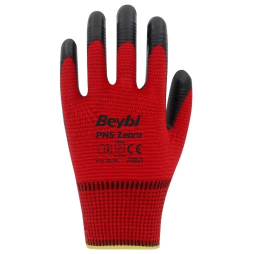 Beybi Pn5 Zebra Polyester Örme Nitril Eldiven ürün görseli 1