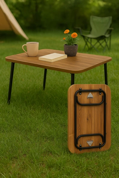 Ecowood Katlanabilir Kamp Masası Piknik Masası 50x80 - Çam ürün görseli 1