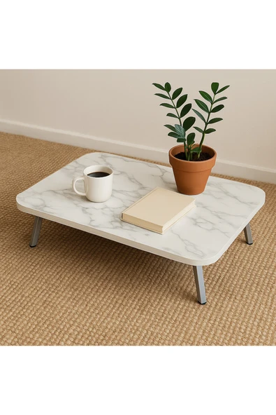 Ecowood Katlanabilir Dikdörtgen Yer Sofrası - 50x80 cm - Beyaz ürün görseli 1