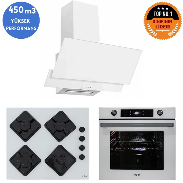 AFM Tech  REAL Turbo Dijital  Beyaz  Ankastre Set (FM3301 + FM7701 + BD-FM2201) ürün görseli 1