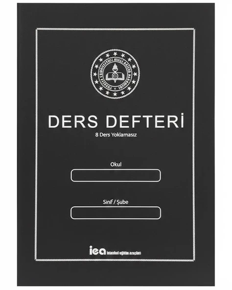 8 Ders Yoklamasız Ders Defteri Siyah Plastik Kapaklı ürün görseli 1