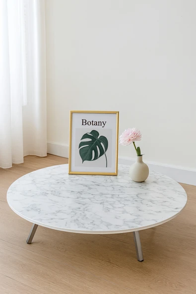 Ecowood Katlanabilir Yuvarlak Yer Sofrası 70 cm - Beyaz ürün görseli 1