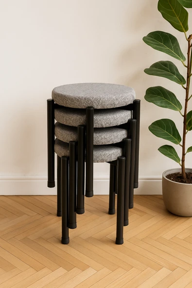 Ecowood Metal Tabure Yuvarlak - 4 Adet ürün görseli 1