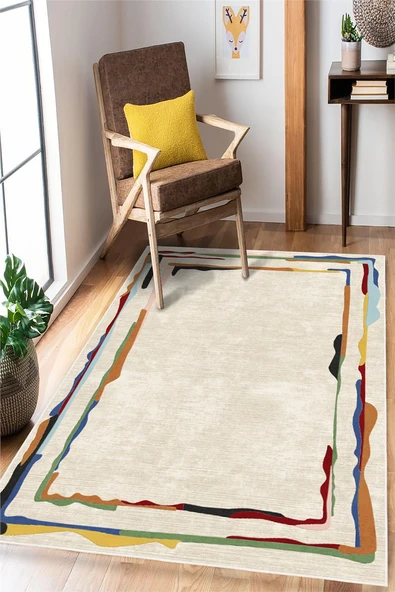 Dekoratif Modern Renkli Baskılı Yıkanabilir Halı 80 x 300 cm Çok Renkli ürün görseli 1