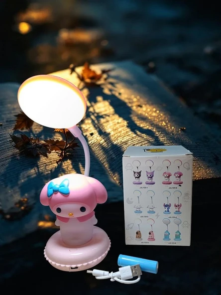Pembe Melodi figürlü katlanabilir ve şarjlı pilli led masa lambası ürün görseli 1