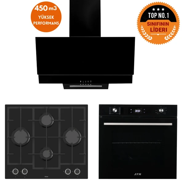 Ferre ve AFM Tech MARKALI / Bern 8 prog. Turbolu Siyah Dijital Ankastre Set (LN385 + FM7700+FM3250) ürün görseli 1
