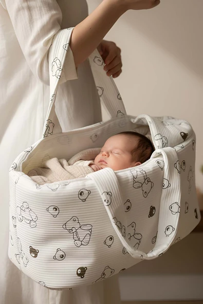 Mini Ayıcıklı Bebek Taşıma Çantası - Resim 7