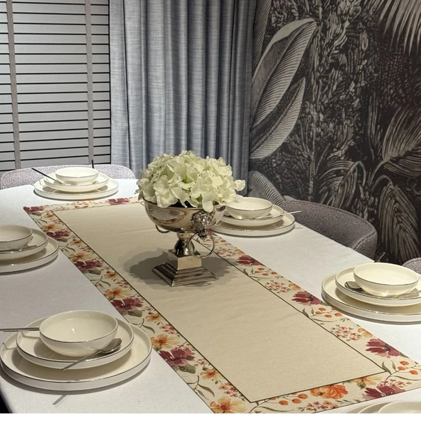Keten Ay Desen Runner 40X140 cm - Resim 4