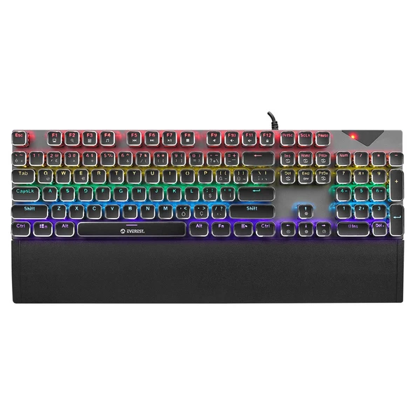 Everest KB-MK9 RGB Blue Switch Mekanik Siyah Oyuncu Klavyesi ürün görseli 1