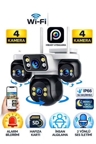 Esvısıon Es-5804 4K Ultra HD 4 Kameralı Wifi Akıllı Güvenlik Kamera ürün görseli 1