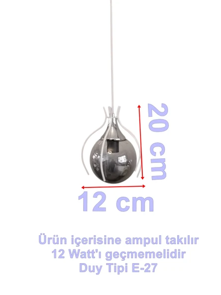 DMR Örümcek Tekli BEYAZ Top Avize E-27 Duylu - Resim 9