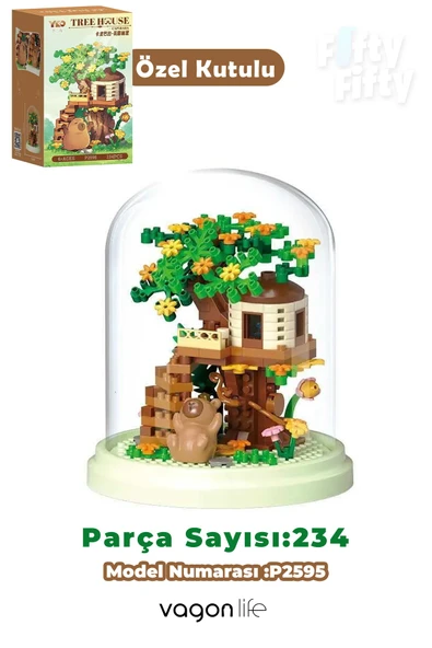 Panlos YKO Serisi Kapibara Figürlü Ağaç Ev 234 Parça Oyuncak Blok Yapım Seti  FF-P2595 ürün görseli 1