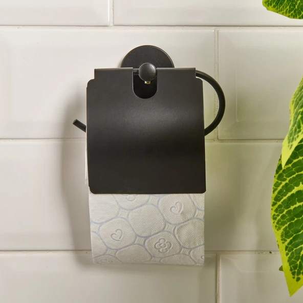 Linda Alz Banyo Siyah Yapışkanlı Kapaklı Kağıtlık YLDS5152 ürün görseli 1