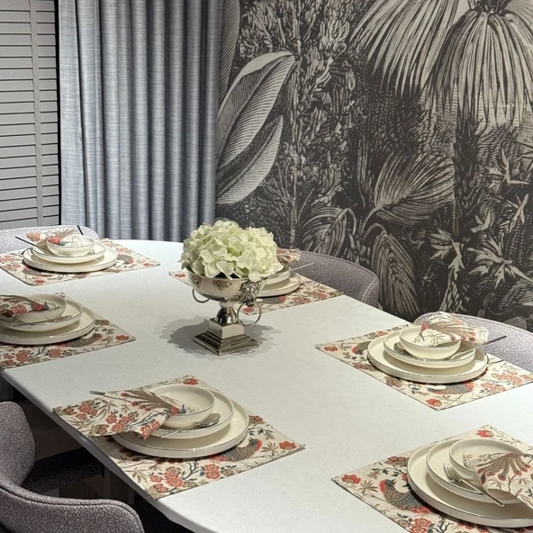 Keten 6’lı Asil Desen 6 Amerikan Servis &6 Peçete 45x30-30x30 ürün görseli 1