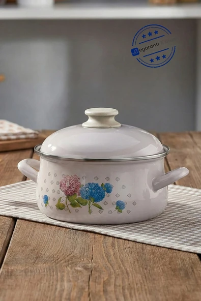 Çiçek Desenli İndüksiyon Tabanlı 22 Cm Emaye Tencere ürün görseli 1