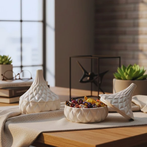 Nevhan Sanat Crystal Dome Serisi – İkili Kapaklı Dekoratif Kutu Seti | El Yapımı Modern Tasarım ürün görseli 1