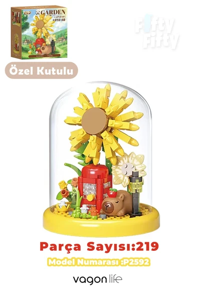 Panlos YKO Serisi Kapibara Figürlü  Ay Çiçeği Modeli 219 Parça Oyuncak Blok Yapım Seti  FF-P2592 ürün görseli 1