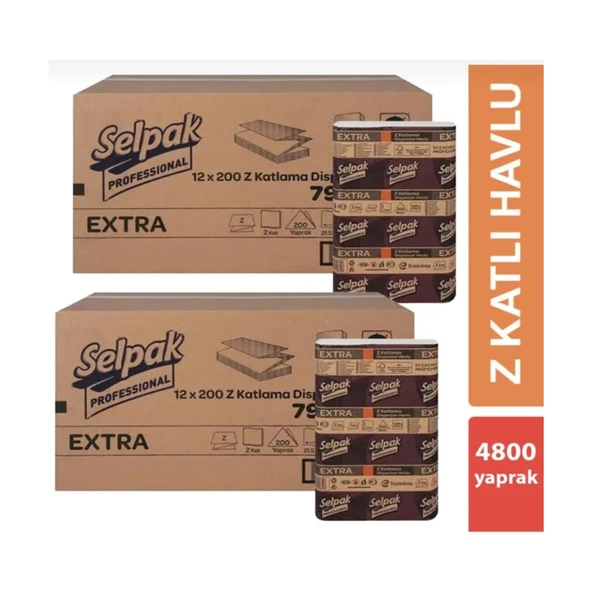 Selpak Professional Extra Z Katlı 12x200 Yaprak 2 Adet Dispenser Havlu ürün görseli 1