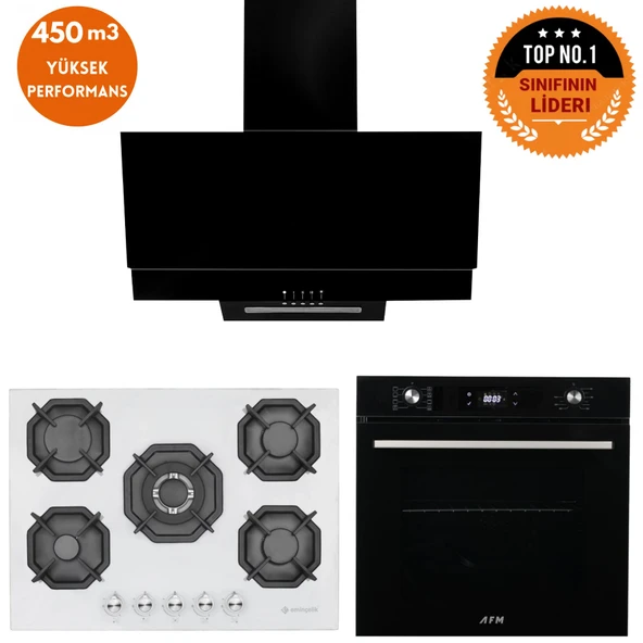 Eminçelik ve AFM TECH Markalı / Axe 5 Gözlü 1'WOK Dijital Ankastre Set ( 22 386 + FM7700 + FM3250 ) ürün görseli 1