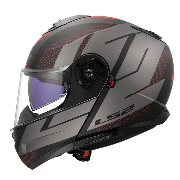 LS2 STROBE 2 CODE MAT SİYAH-GRİ ÇENE AÇILIR KASK - Resim 4