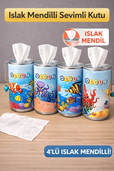 Sevimli Tasarımlı Islak Mendilli Kutu 4’lü Set – Dekoratif Mendil Kabı ürün görseli 1