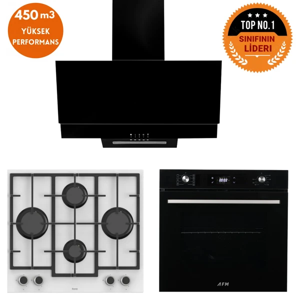 Ferre ve AFM Tech MARKALI / SUW 8 prog. Turbolu Siyah Dijital Ankastre Set (LN386 + FM7700+FM3250) ürün görseli 1