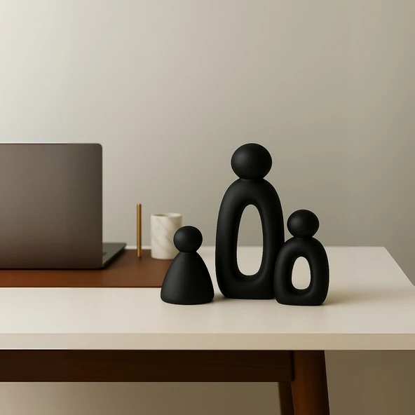 3’lü Set Soyut Aile Figürü – Modern Dekoratif Heykel ürün görseli 1