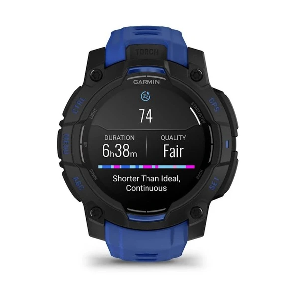 Garmin Instınct3 45mm,AMOLED Blackwith Bolt Blue B - Resim 7