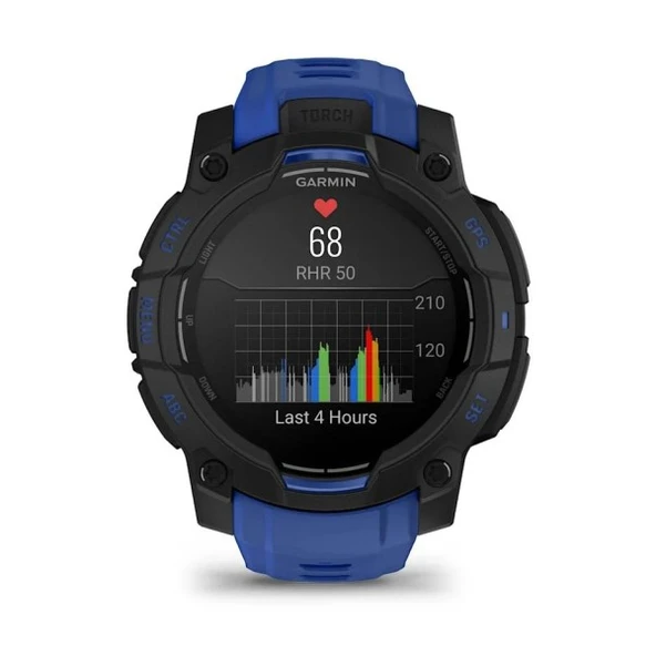 Garmin Instınct3 45mm,AMOLED Blackwith Bolt Blue B - Resim 4